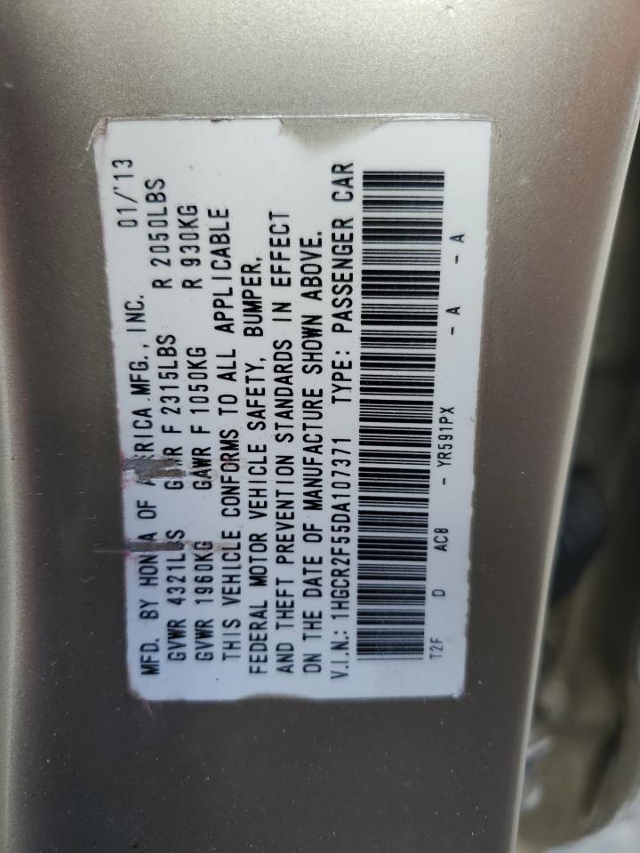 2013 Honda Accord VIN 1HGCR2F55DA107371 Copart auction photo, all over damage thumbnail 12