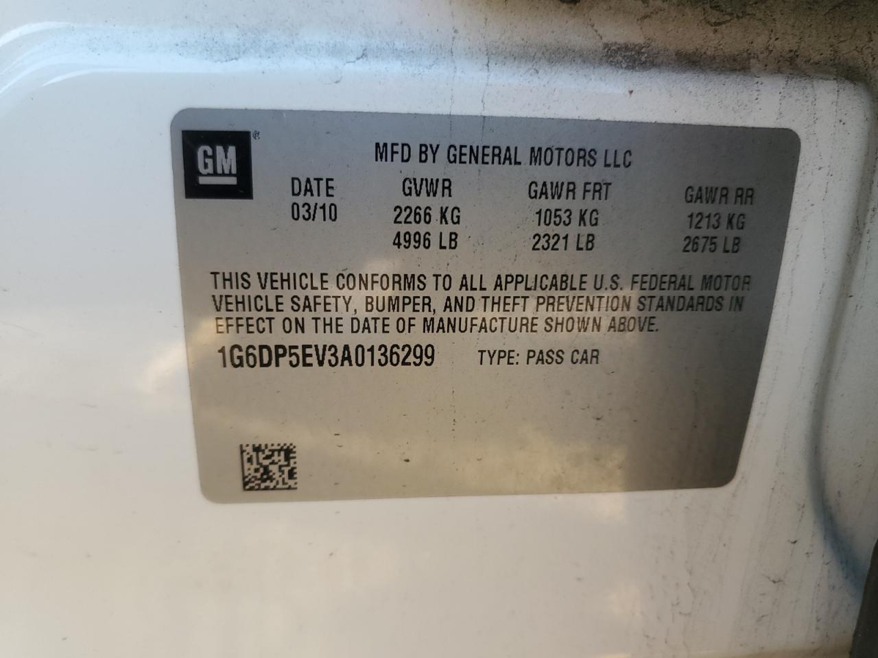 2010 Cadillac CTS VIN 1G6DP5EV3A0136299 Copart auction photo, front end damage thumbnail 13