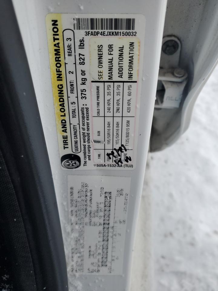 2019 Ford Fiesta VIN 3FADP4EJXKM150032 Copart auction photo, front end damage thumbnail 15