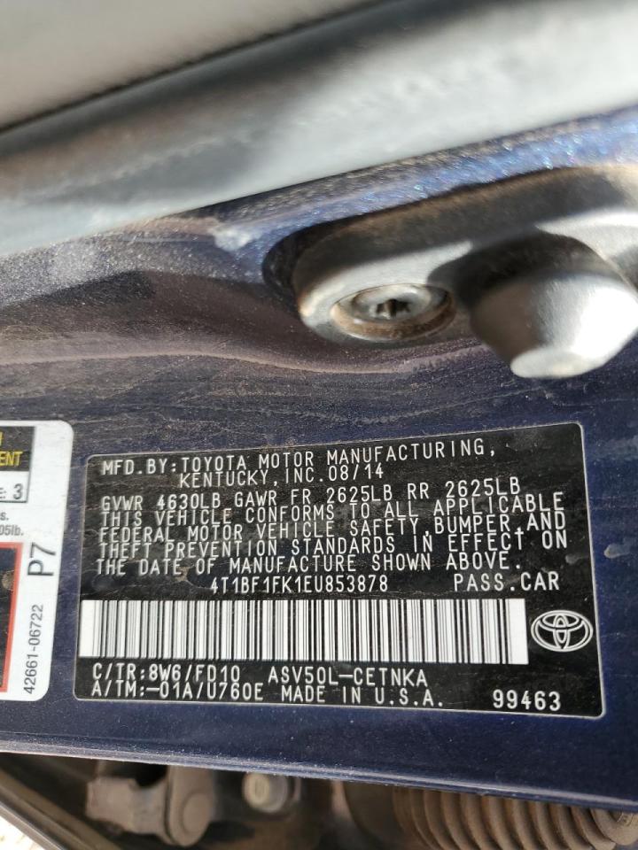 2014 Toyota Camry VIN 4T1BF1FK1EU853878 Copart auction photo, front end damage thumbnail 12