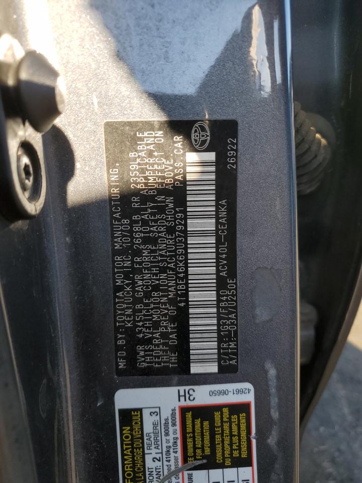 2009 Toyota Camry VIN 4T1BE46K69U379291 Copart auction photo, side / rear end damage thumbnail 14