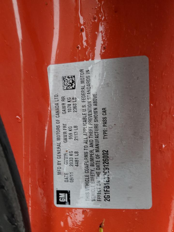 2012 Chevrolet Camaro VIN 2G1FB1E37C9126002 Copart auction photo, all over damage thumbnail 13
