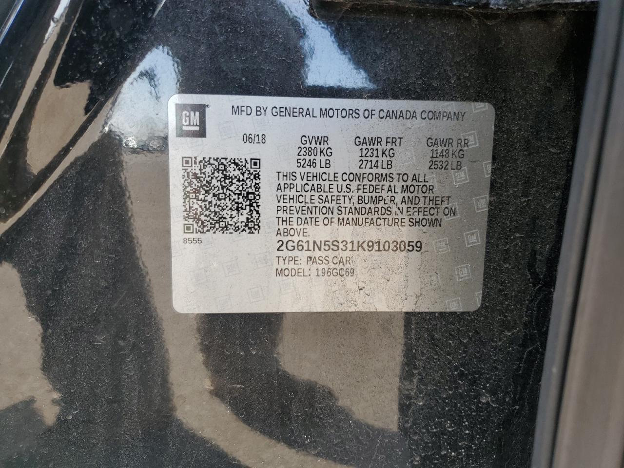 2019 Cadillac XTS VIN 2G61N5S31K9103059 Copart auction photo, minor dent/scratches damage thumbnail 12
