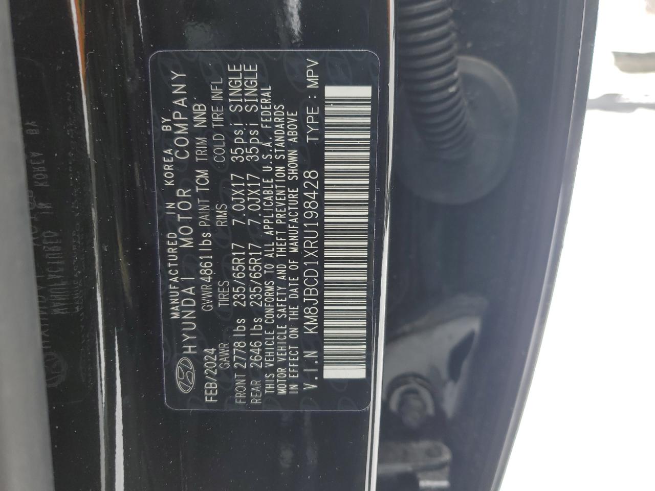 2024 Hyundai Tucson VIN KM8JBCD1XRU198428 Copart auction photo, front end / minor dent/scratches damage thumbnail 13
