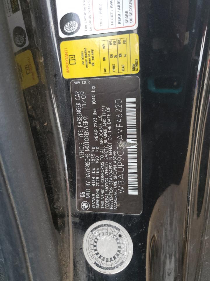 2010 BMW 1er VIN WBAUP9C56AVF46220 Copart auction photo, minor dent/scratches damage thumbnail 14
