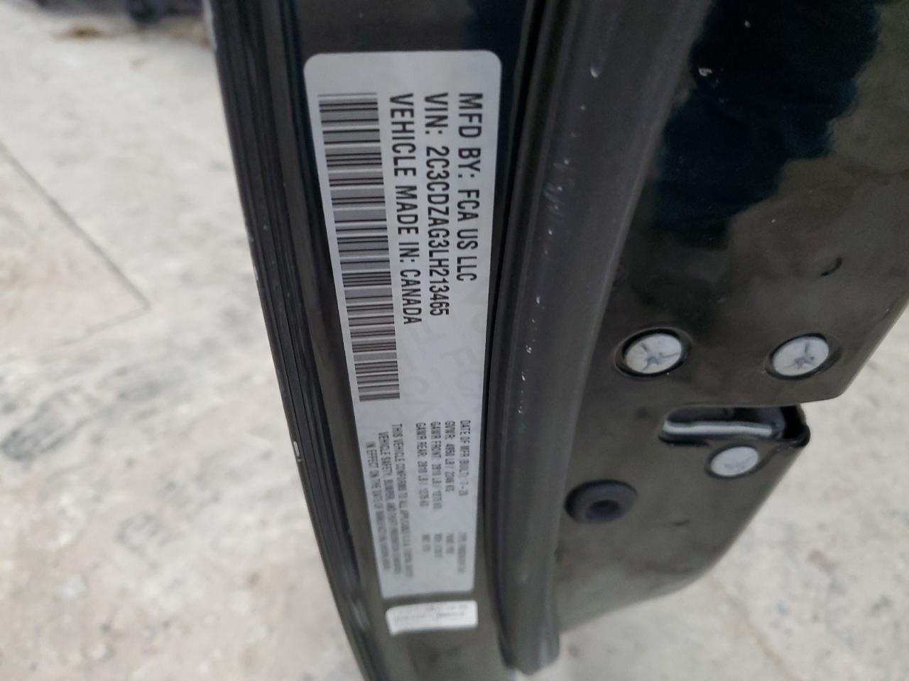 2020 Dodge Challenger VIN 2C3CDZAG3LH213465 Copart auction photo, front end / undercarriage damage thumbnail 12