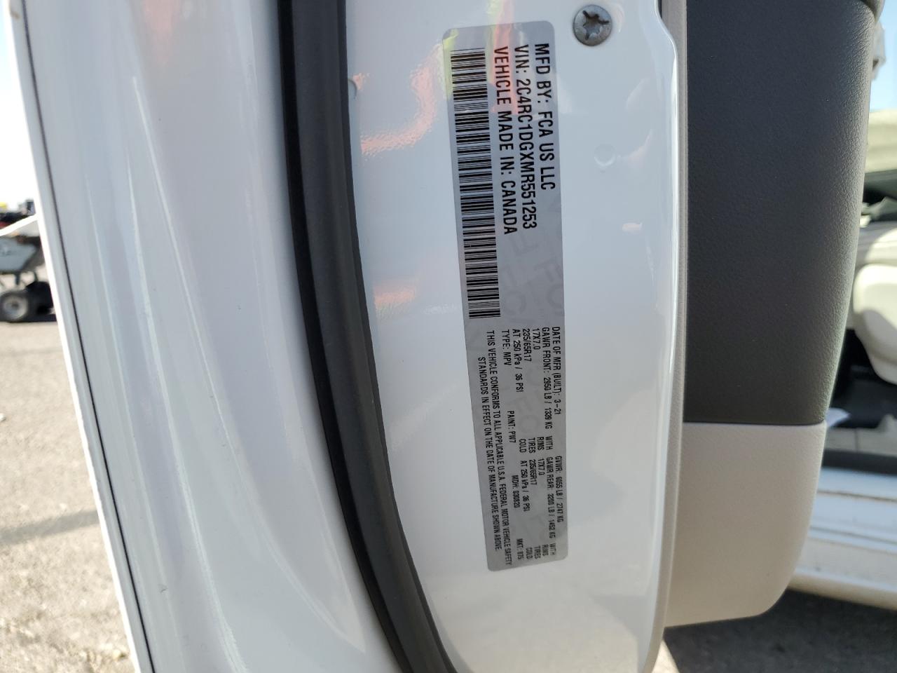 2021 Chrysler Voyager VIN 2C4RC1DGXMR551253 Copart auction photo, front end damage thumbnail 13