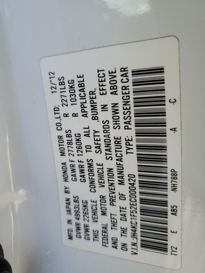 2014 Acura RLX VIN JH4KC1F52EC000420 Copart auction photo, front end / minor dent/scratches damage thumbnail 12