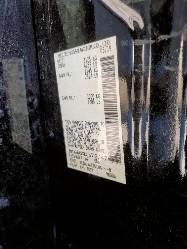 2019 Nissan Maxima VIN 1N4AA6AVXKC376047 Copart auction photo, front end damage thumbnail 13