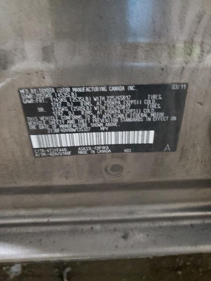 2011 Toyota RAV 4 VIN 2T3BF4DVXBW135327 Copart auction photo, front end / side damage thumbnail 13