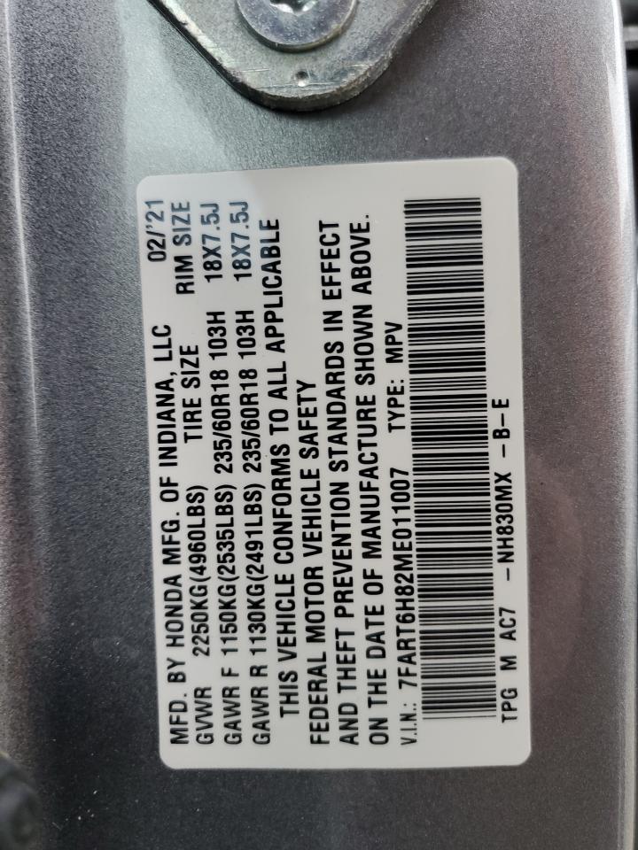 2021 Honda CR-V VIN 7FART6H82ME011007 Copart auction photo, front end / minor dent/scratches damage thumbnail 14
