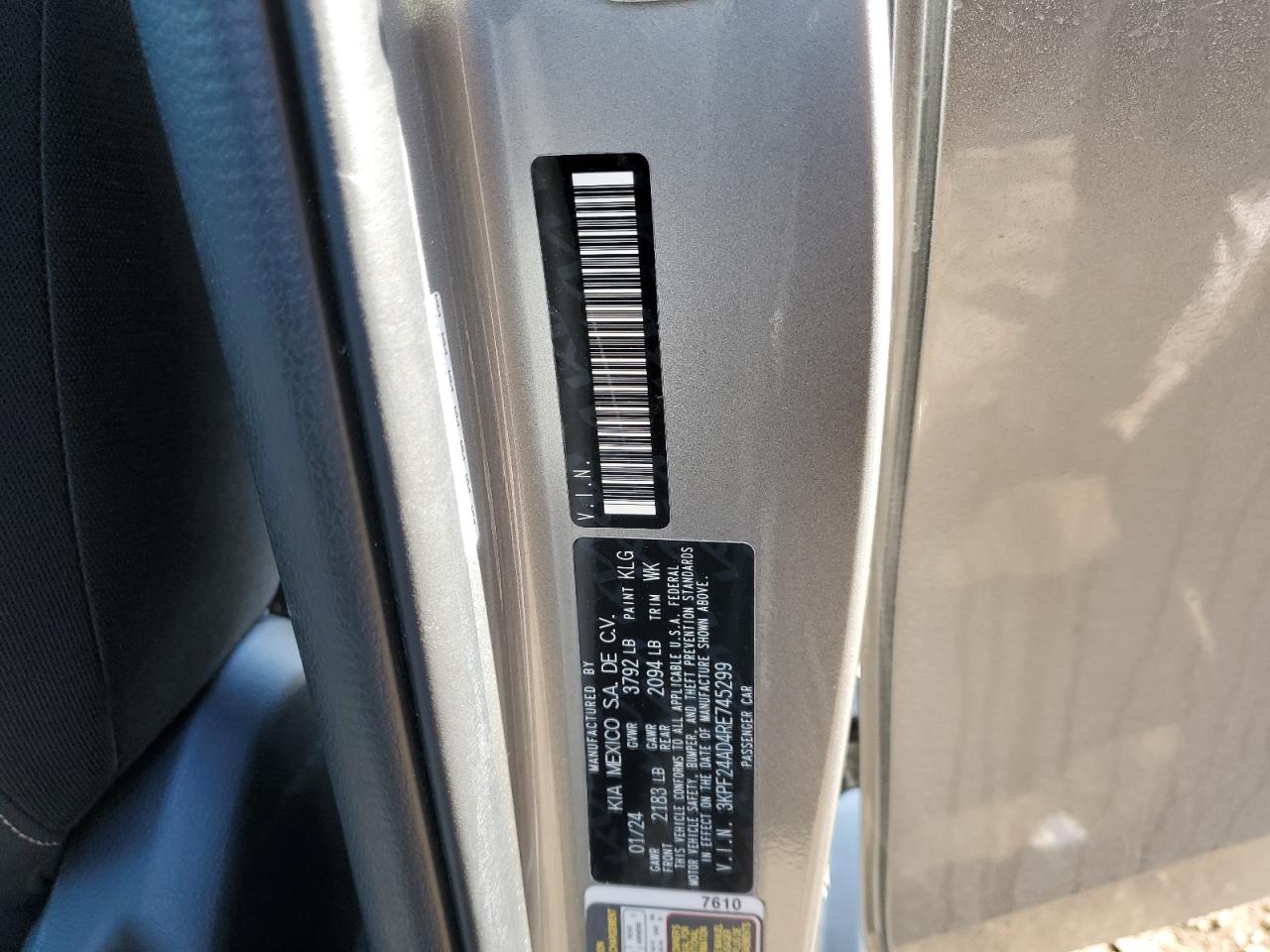 2024 KIA Forte VIN 3KPF24AD4RE745299 Copart auction photo, rear end / front end damage thumbnail 12