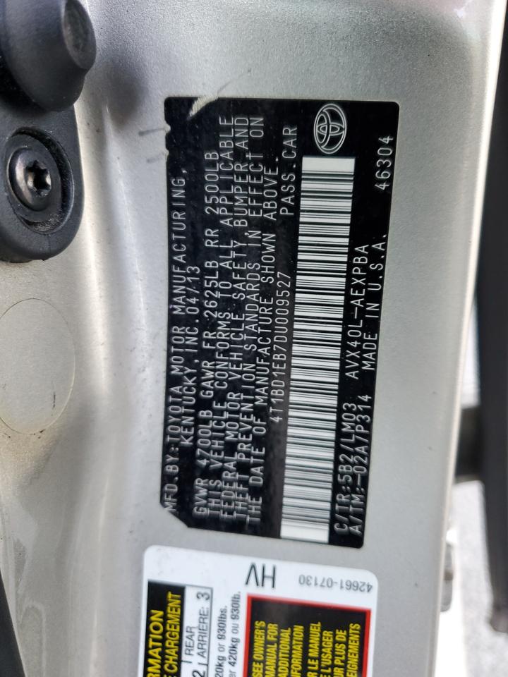 2013 Toyota Avalon VIN 4T1BD1EB7DU009527 Copart auction photo, rear end damage thumbnail 14