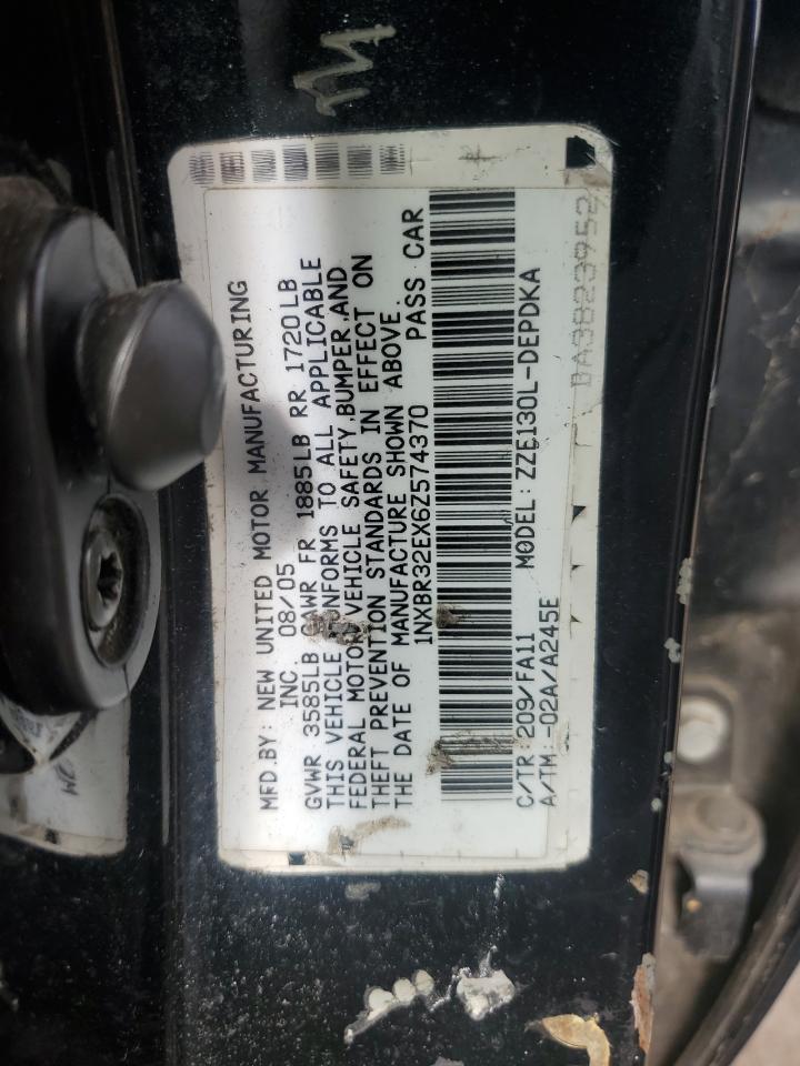 2006 Toyota Corolla VIN 1NXBR32EX6Z574370 Copart auction photo, mechanical / minor dent/scratches damage thumbnail 12