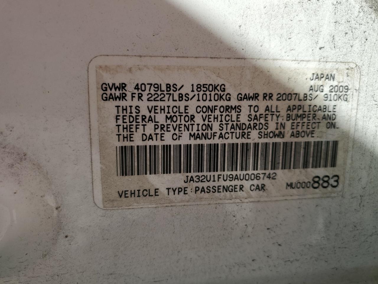 2010 Mitsubishi Lancer VIN JA32U1FU9AU006742 Copart auction photo, front end / rear end damage thumbnail 14