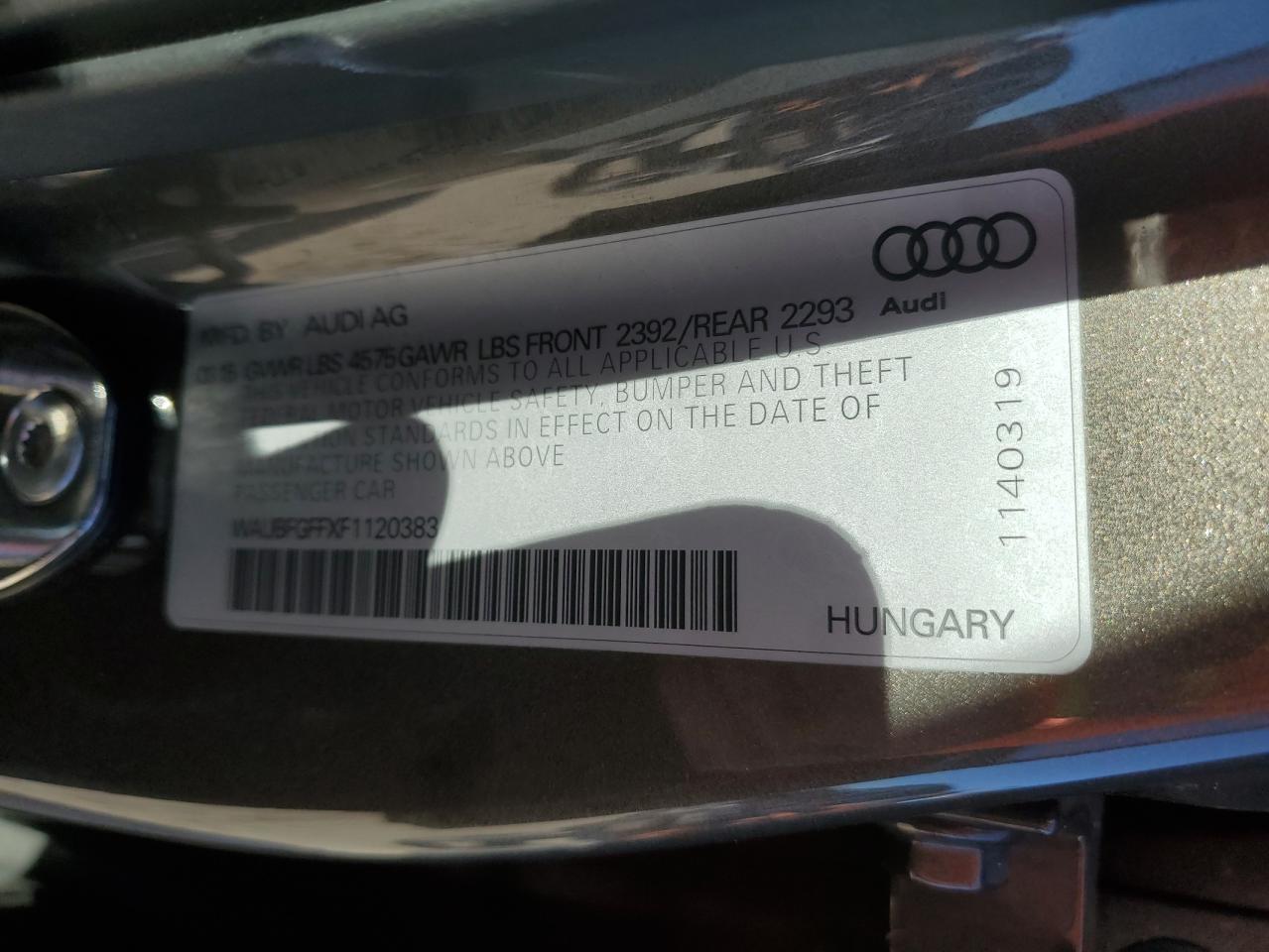 2015 Audi A3 VIN WAUBFGFFXF1120383 Copart auction photo, front end damage thumbnail 13