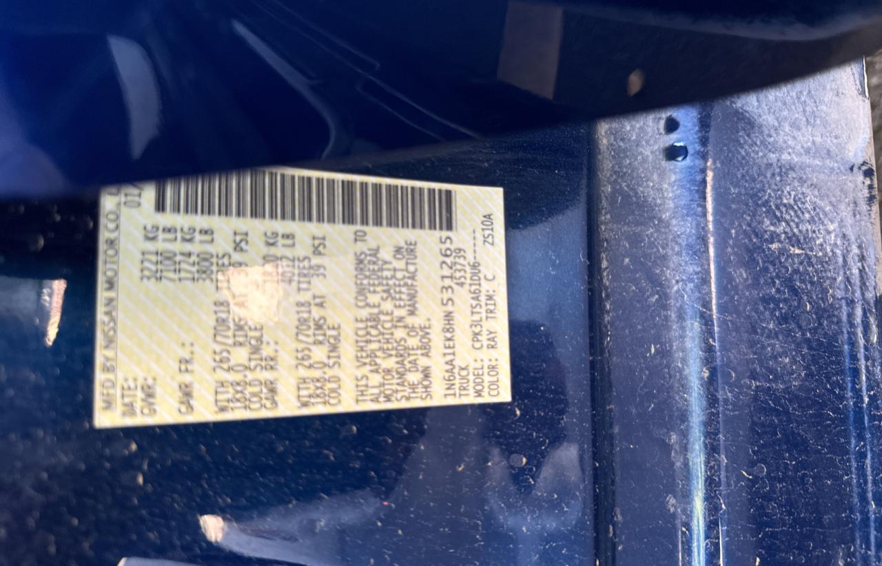 2017 Nissan Titan VIN 1N6AA1EK8HN531265 Copart auction photo, minor dent/scratches / all over damage thumbnail 10