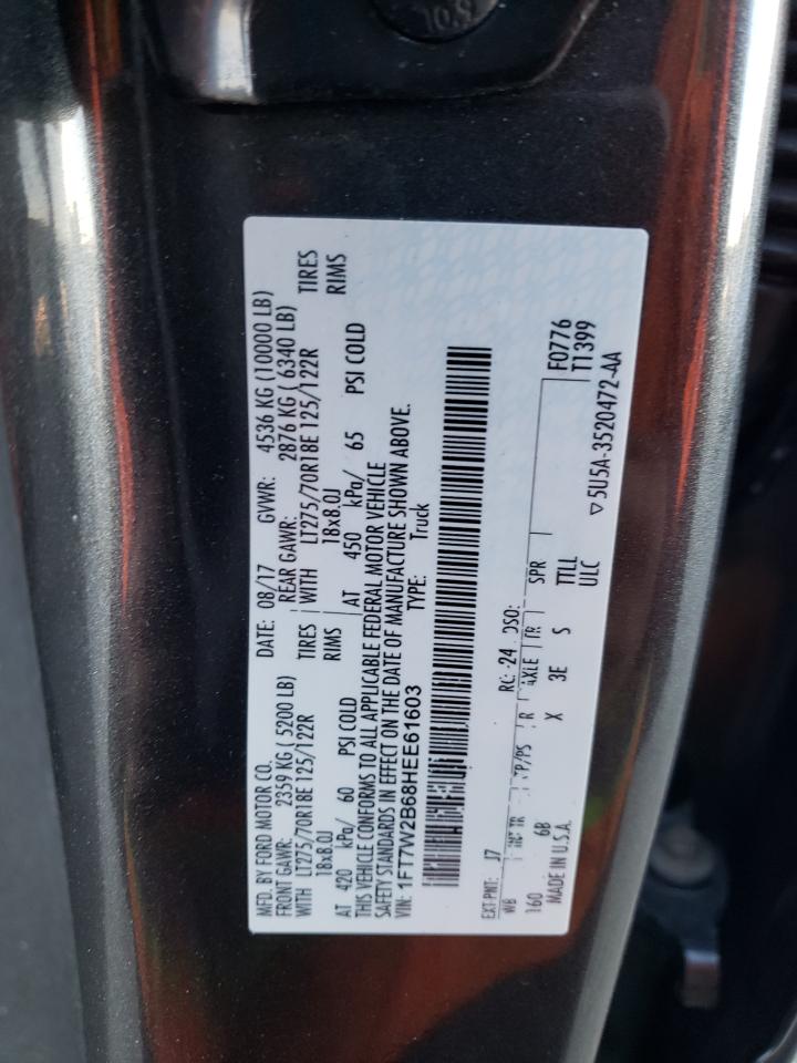 2017 Ford F250 VIN 1FT7W2B68HEE61603 Copart auction photo, side / rear end damage thumbnail 14