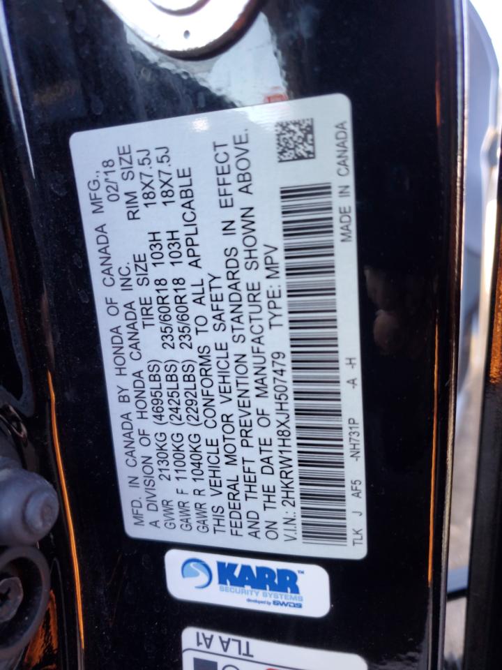 2018 Honda CR-V VIN 2HKRW1H8XJH507479 Copart auction photo, rear end damage thumbnail 12