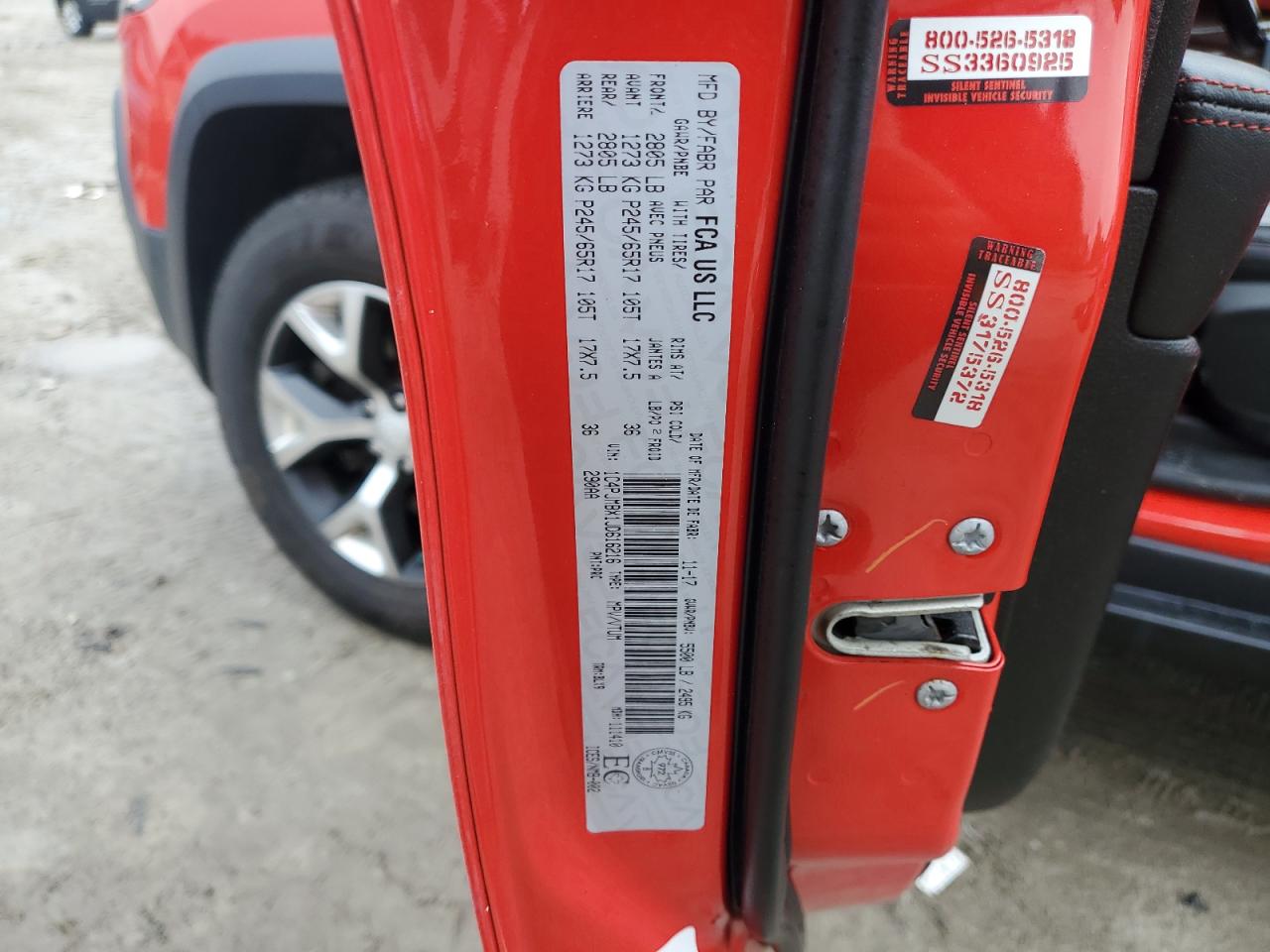 2018 Jeep Cherokee VIN 1C4PJMBX1JD616216 Copart auction photo, top/roof / rear end damage thumbnail 14