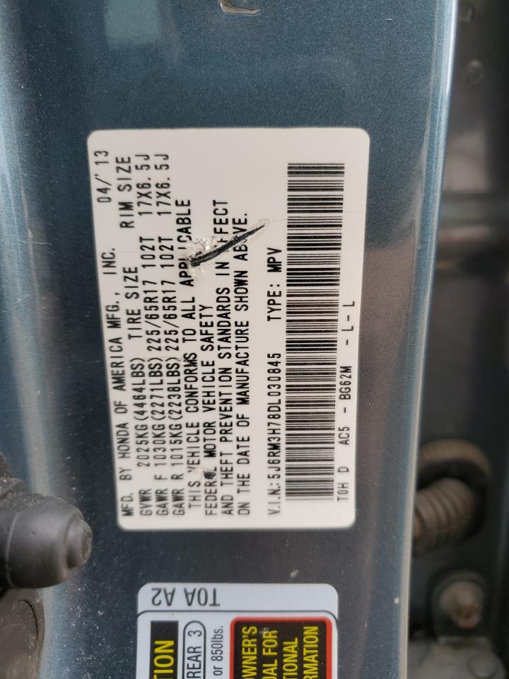 2013 Honda CR-V VIN 5J6RM3H78DL030845 Copart auction photo, undercarriage / front end damage thumbnail 16