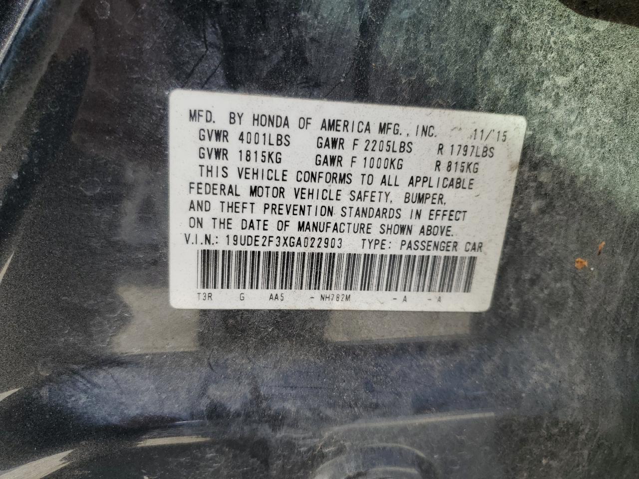 2016 Acura ILX VIN 19UDE2F3XGA022903 Copart auction photo, front end damage thumbnail 15