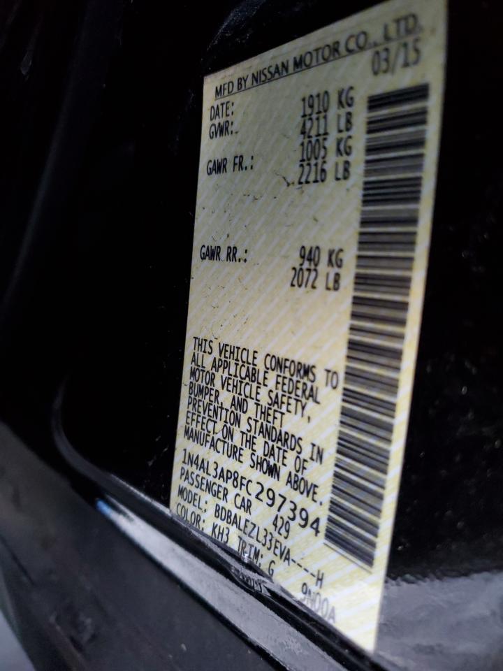 2015 Nissan Altima VIN 1N4AL3AP8FC297394 Copart auction photo, all over damage thumbnail 13