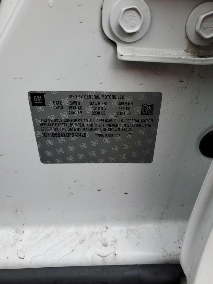 2013 Chevrolet Malibu VIN 1G11B5SAXDF347428 Copart auction photo, front end damage thumbnail 12