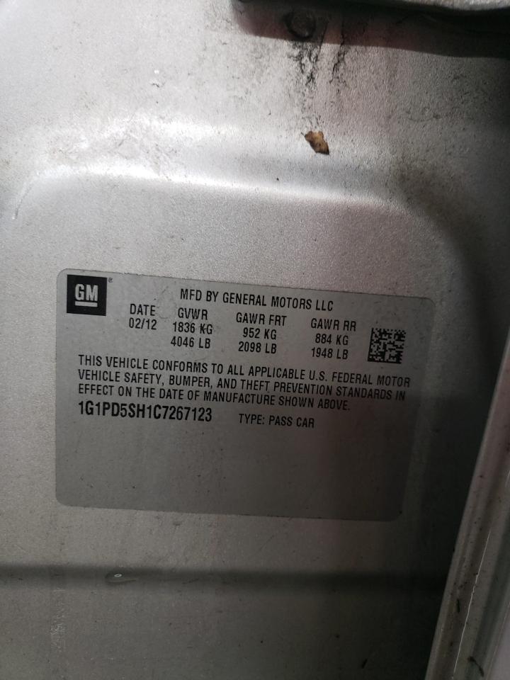 2012 Chevrolet Cruze VIN 1G1PD5SH1C7267123 Copart auction photo, front end damage thumbnail 12