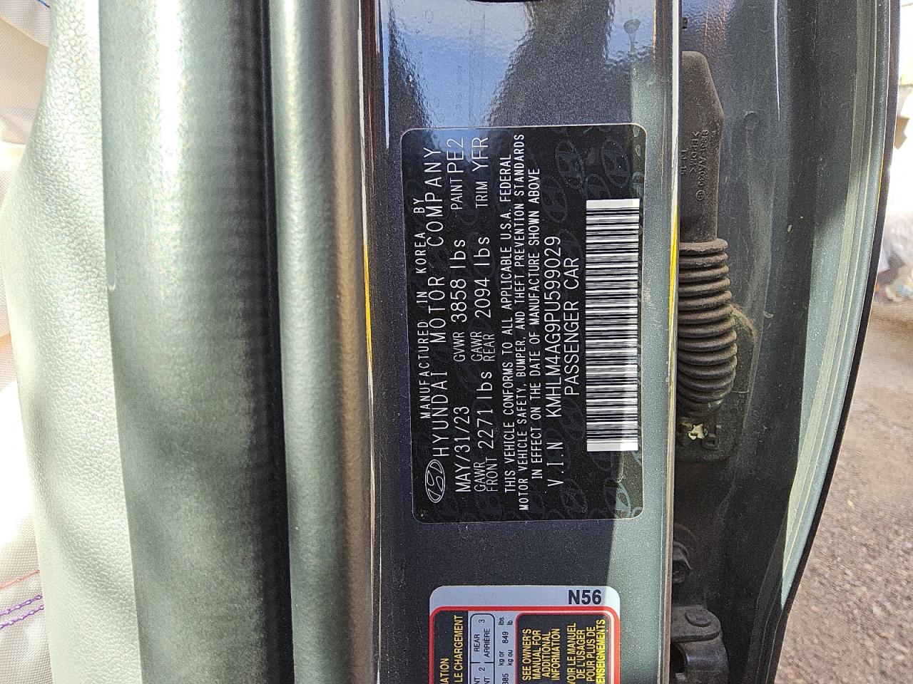 2023 Hyundai Elantra VIN KMHLM4AG9PU599029 Copart auction photo, all over damage thumbnail 25