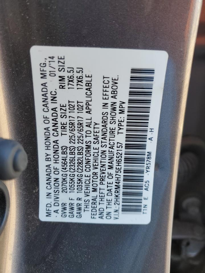 2014 Honda CR-V VIN 2HKRM4H75EH652157 Copart auction photo, front end / minor dent/scratches damage thumbnail 13