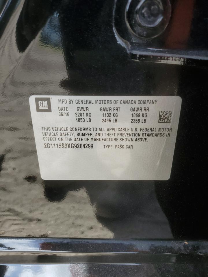 2016 Chevrolet Impala VIN 2G1115S3XG9204299 Copart auction photo, front end damage thumbnail 14