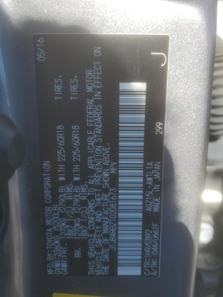 2016 Lexus NX VIN JTJBARBZ1G2081673 Copart auction photo, front end damage thumbnail 15