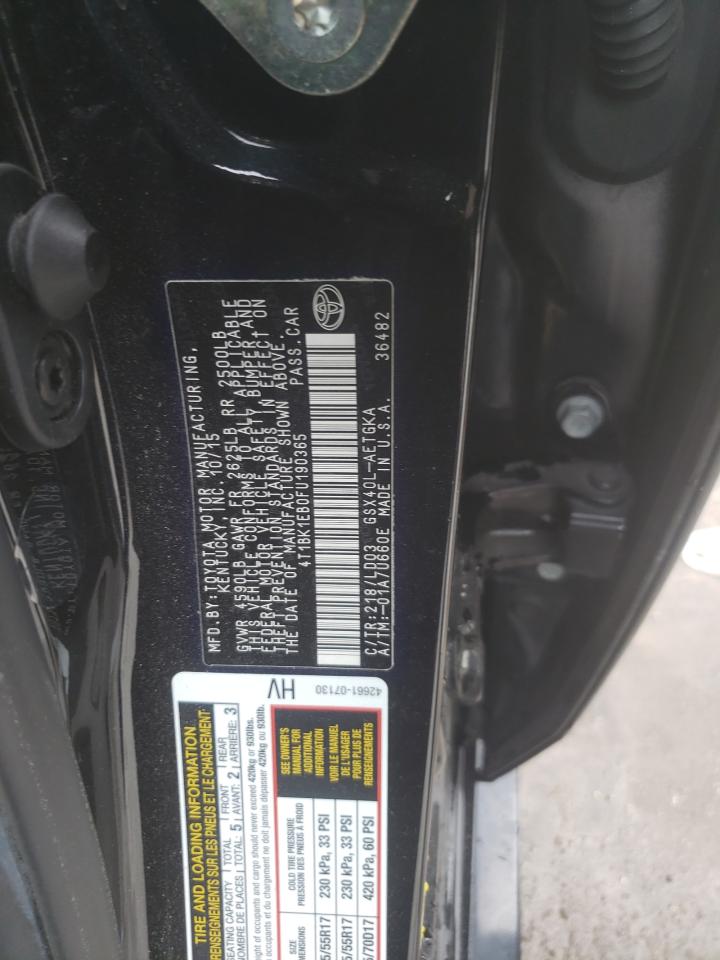 2015 Toyota Avalon VIN 4T1BK1EB0FU190365 Copart auction photo, water/flood damage thumbnail 13