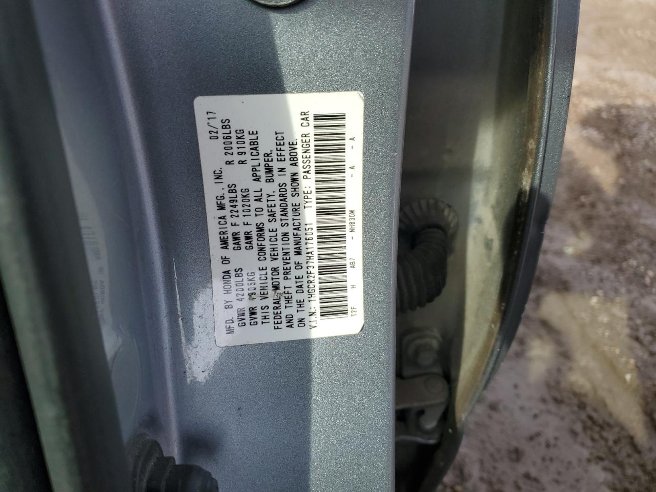 2017 Honda Accord VIN 1HGCR2F37HA176051 Copart auction photo, all over damage thumbnail 12