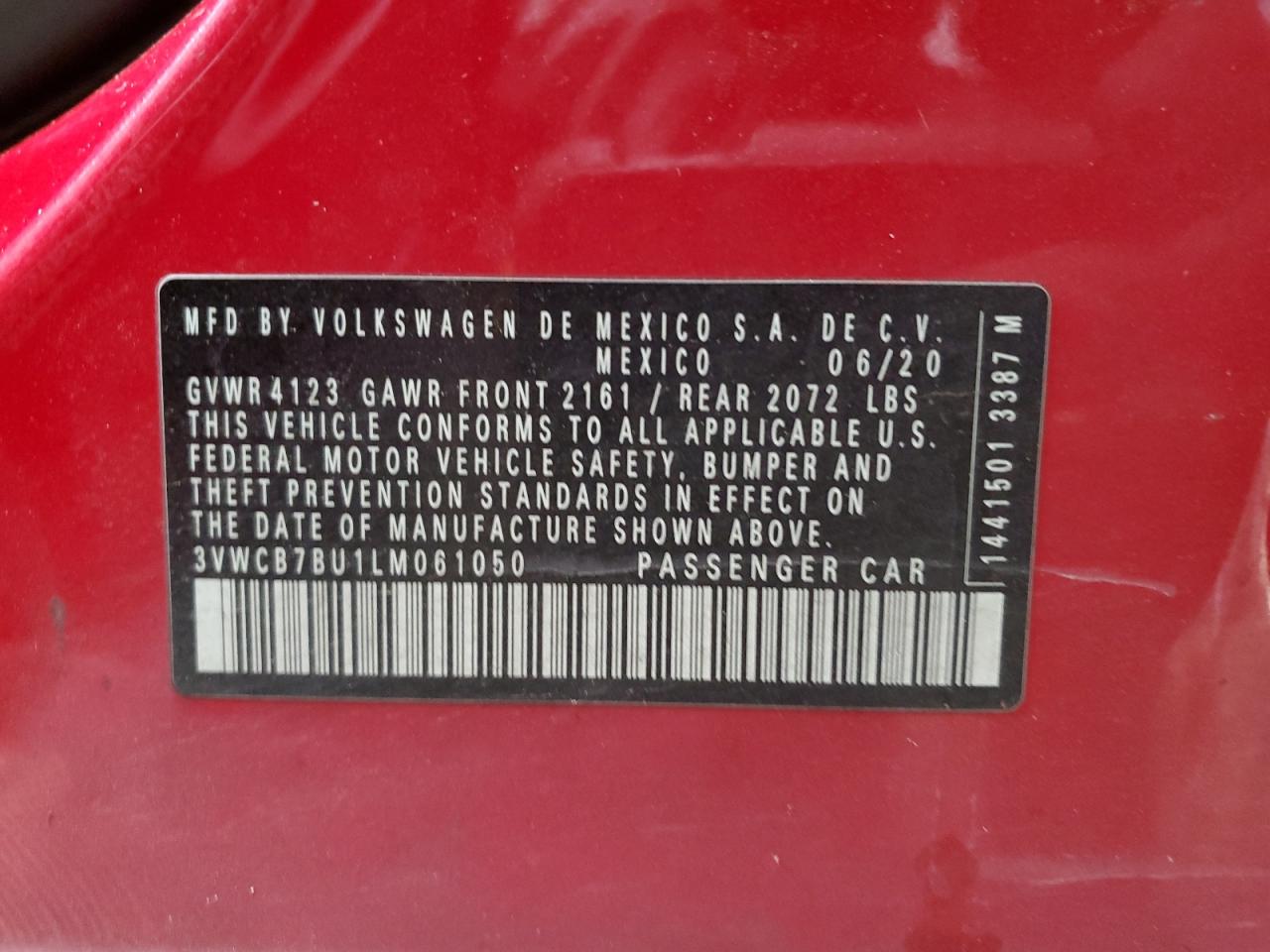 2020 Volkswagen Jetta VIN 3VWCB7BU1LM061050 Copart auction photo, mechanical damage thumbnail 12