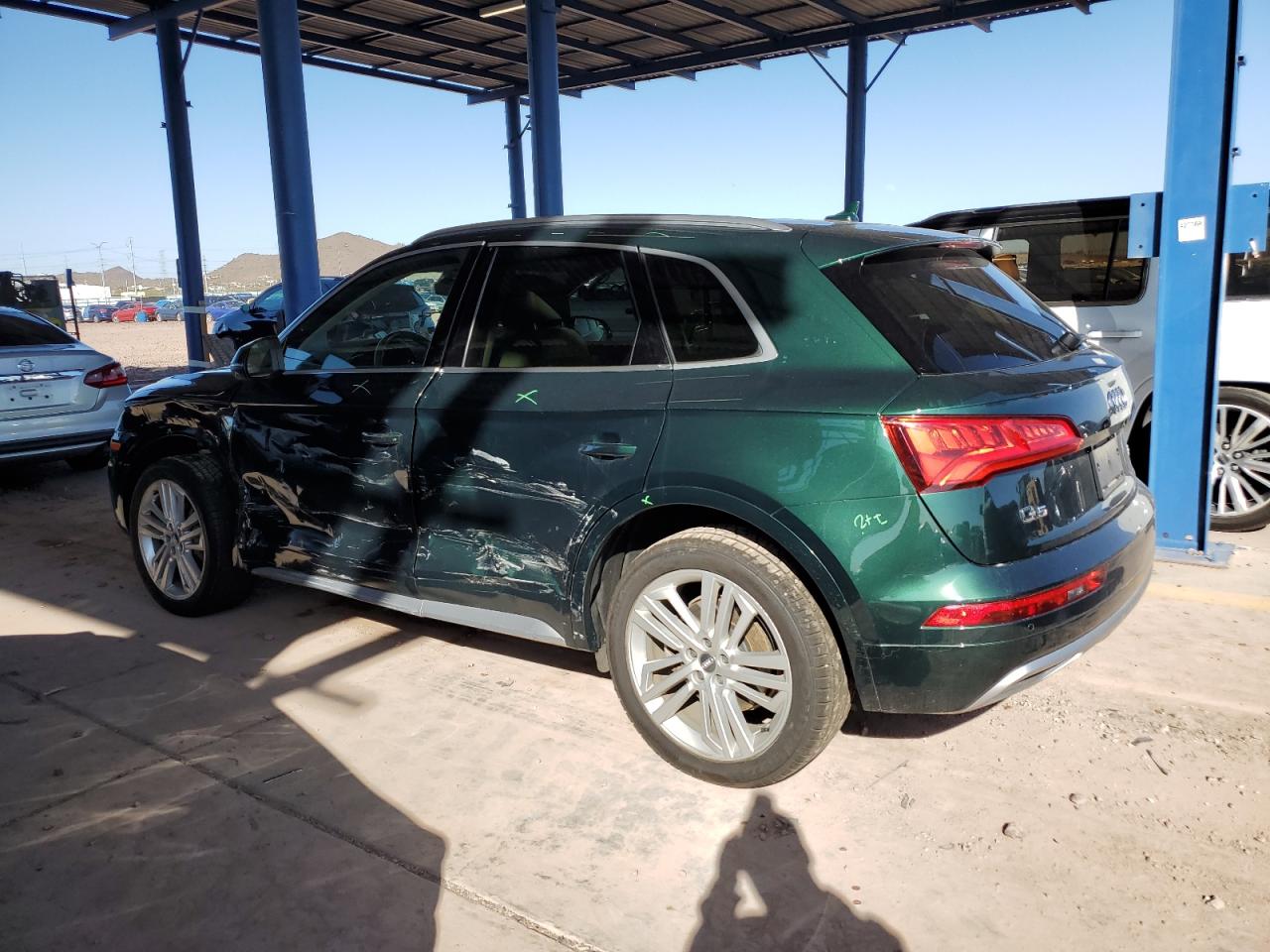 2018 Audi Q5 VIN WA1CNAFY6J2117938 Copart auction photo, side / front end damage thumbnail 2