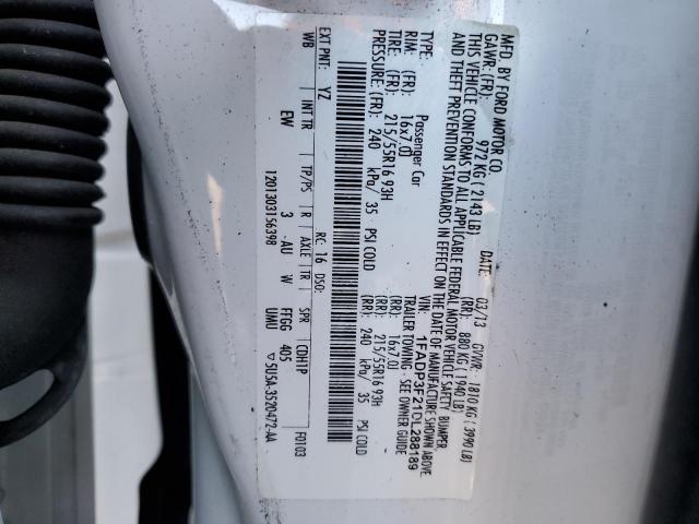 2013 Ford Focus VIN 1FADP3F21DL288189 Copart auction photo, mechanical damage thumbnail 12