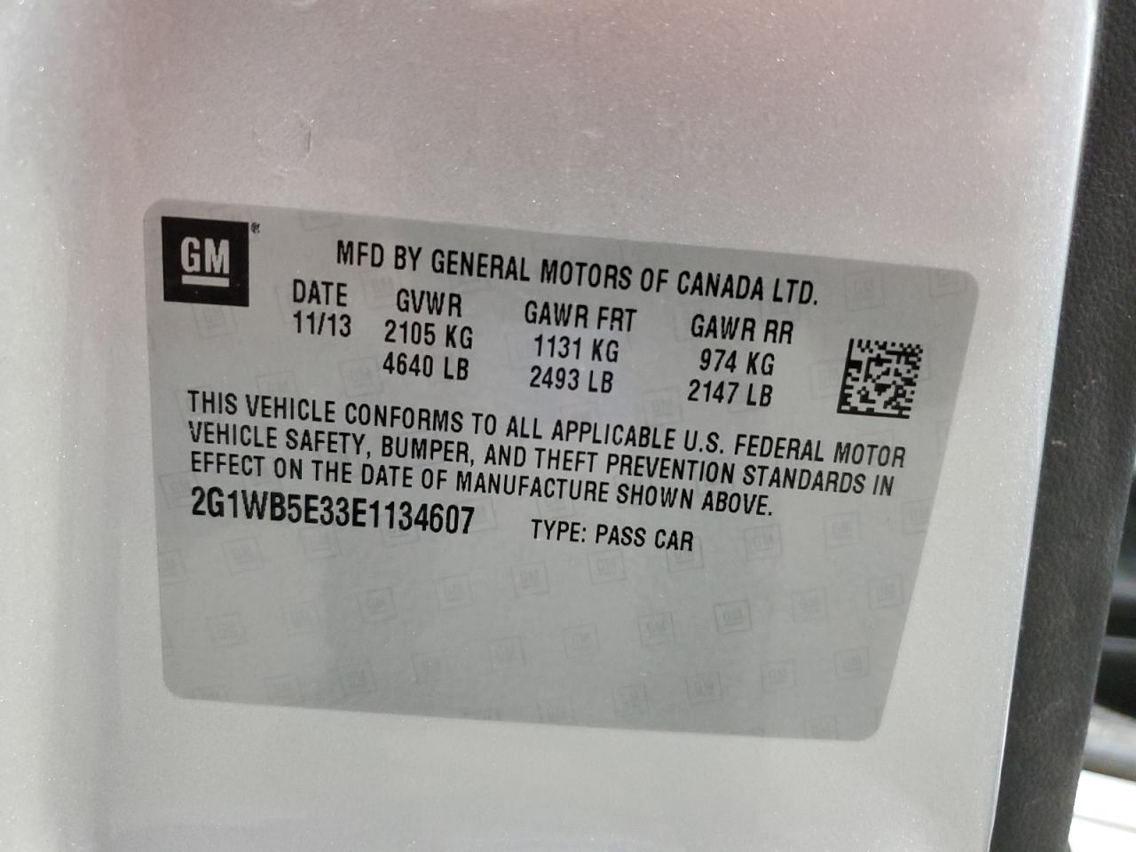 2014 Chevrolet Impala VIN 2G1WB5E33E1134607 Copart auction photo, front end / side damage thumbnail 12