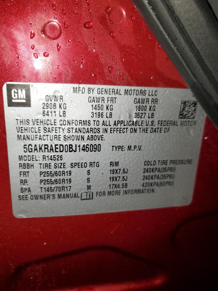 2011 Buick Enclave VIN 5GAKRAED0BJ146090 Copart auction photo, side / rear end damage thumbnail 13