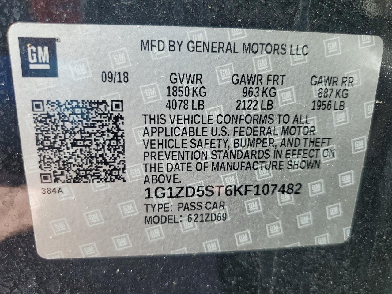 2019 Chevrolet Malibu VIN 1G1ZD5ST6KF107482 Copart auction photo, front end damage thumbnail 14
