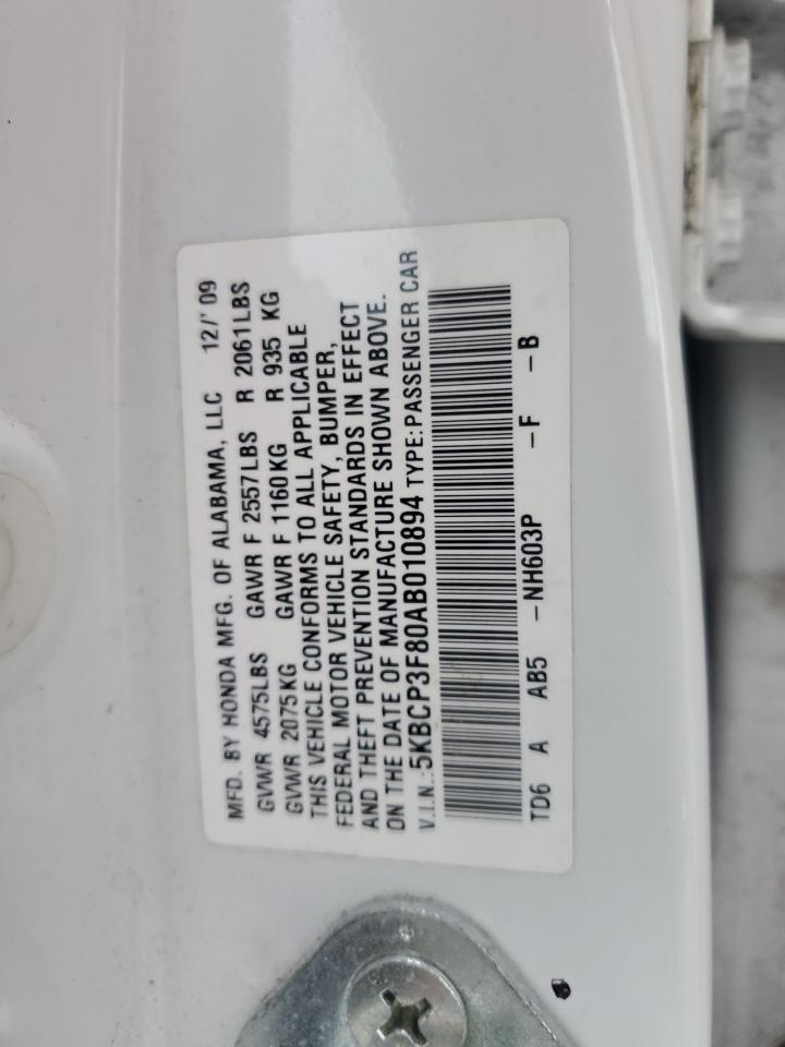 2010 Honda Accord VIN 5KBCP3F80AB010894 Copart auction photo, front end damage thumbnail 12