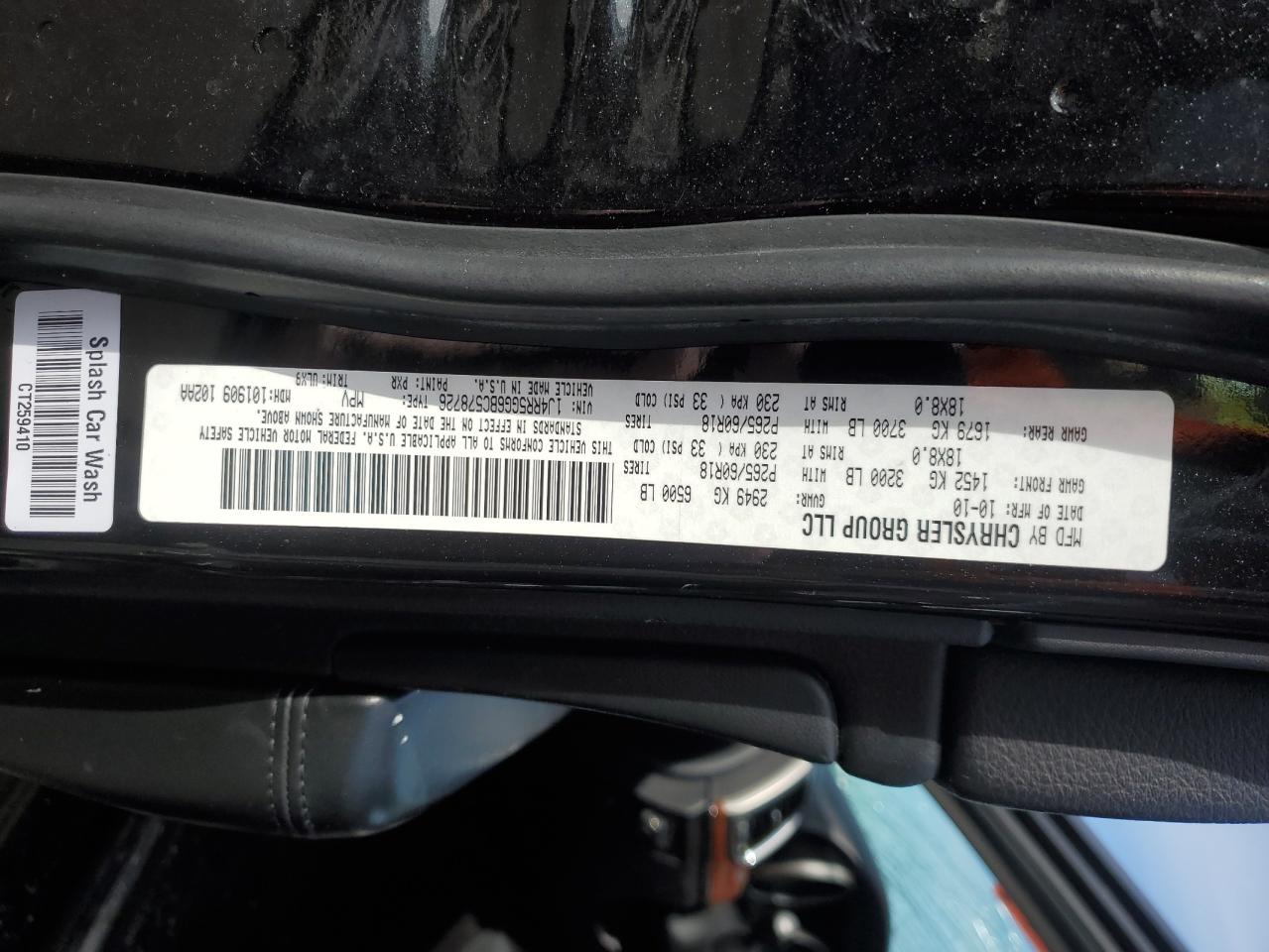 2011 Jeep Grand Cherokee VIN 1J4RR5GG6BC578726 Copart auction photo, front end / rear end damage thumbnail 13