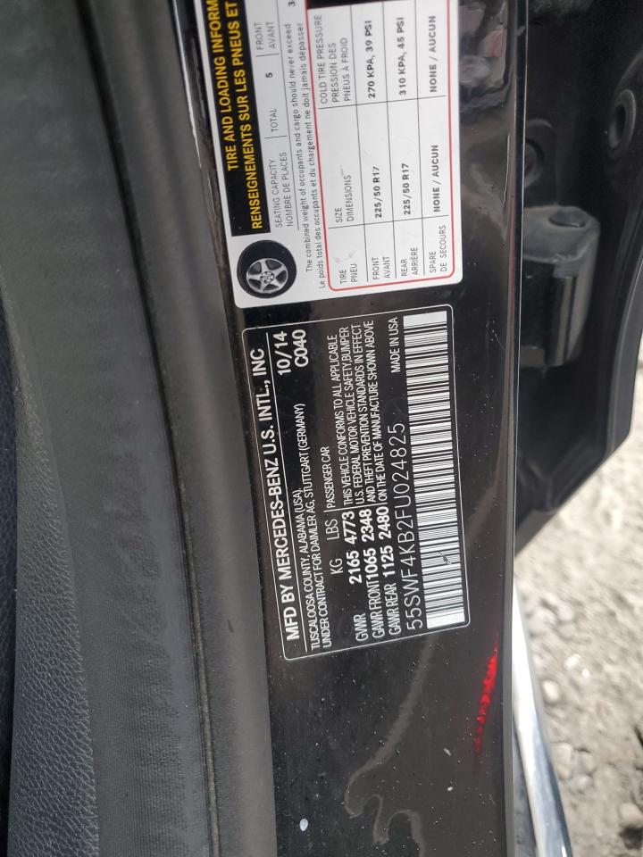 2015 Mercedes-Benz C-klasse VIN 55SWF4KB2FU024825 Copart auction photo, rear end damage thumbnail 12