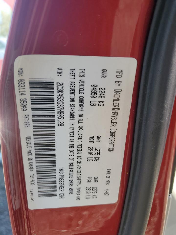 2007 Chrysler 300 VIN 2C3KA53G97H805128 Copart auction photo, hail / mechanical damage thumbnail 12