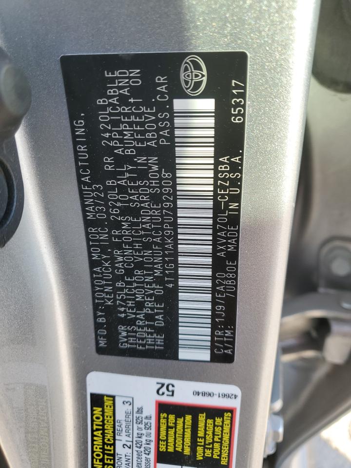 2023 Toyota Camry VIN 4T1G11AK9PU792908 Copart auction photo, front end / minor dent/scratches damage thumbnail 14