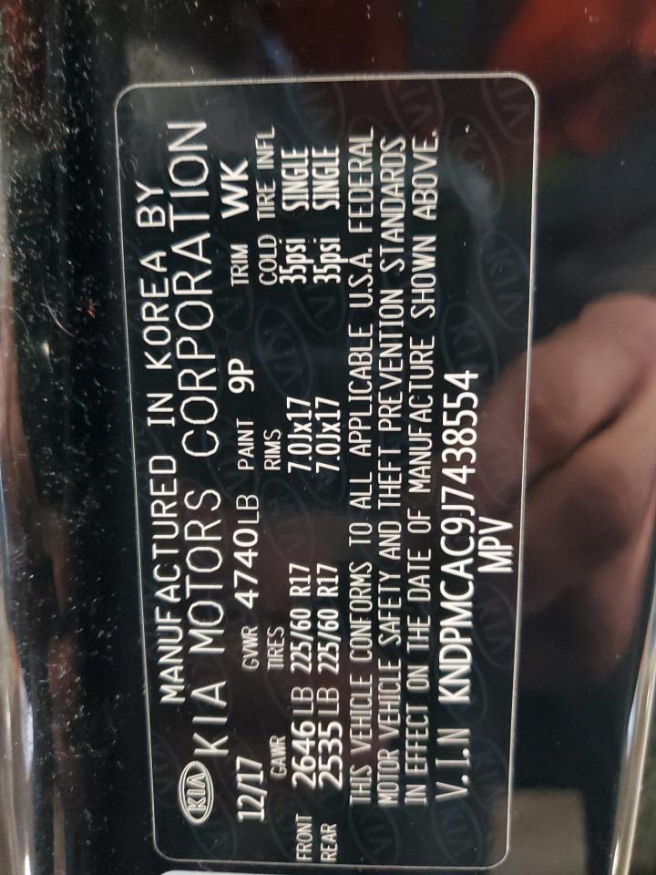 2018 KIA Sportage VIN KNDPMCAC9J7438554 Copart auction photo, rear end damage thumbnail 14