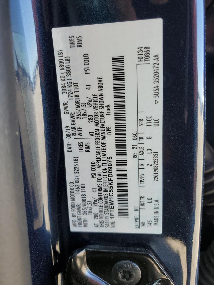 2019 Ford F-150 VIN 1FTEW1C55KFD09075 Copart auction photo, front end damage thumbnail 13