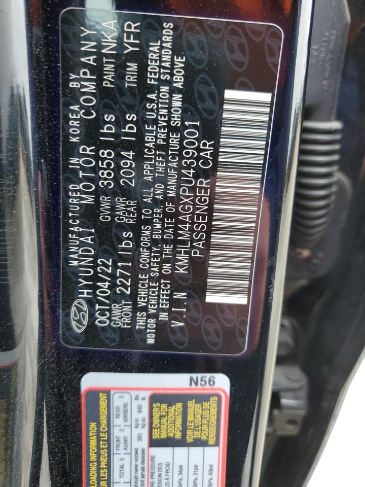 2023 Hyundai Elantra VIN KMHLM4AGXPU439001 Copart auction photo, rear end / side damage thumbnail 13