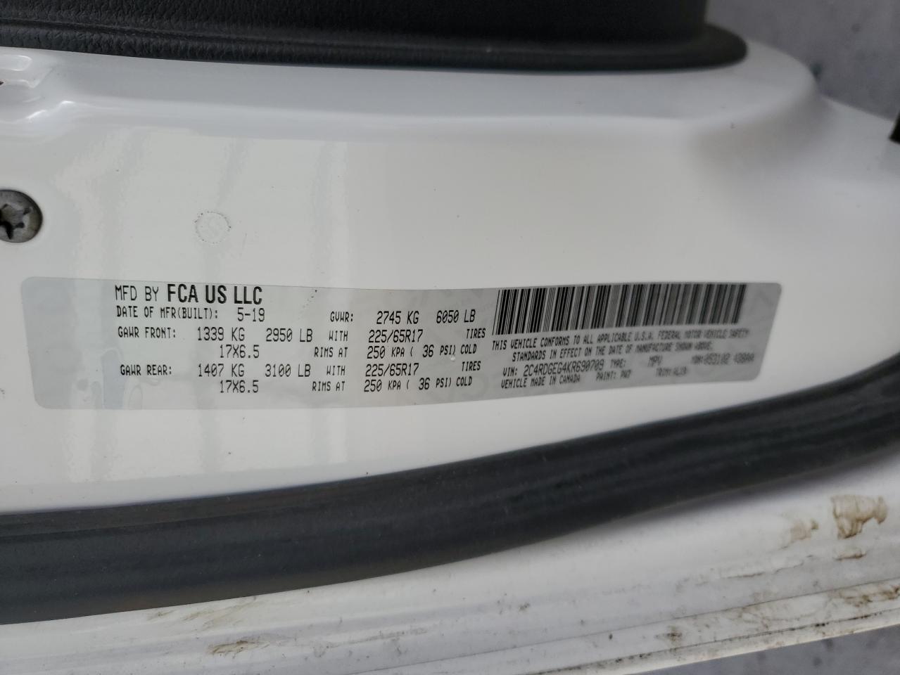 2019 Dodge Caravan VIN 2C4RDGEG4KR690709 Copart auction photo, biohazard/chemical / side damage thumbnail 13